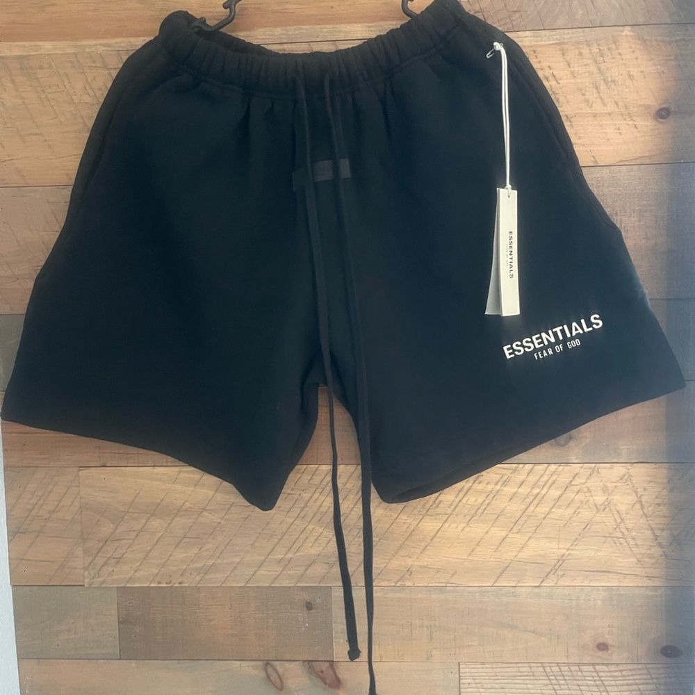 Essentials Black Elastic Waist Shorts